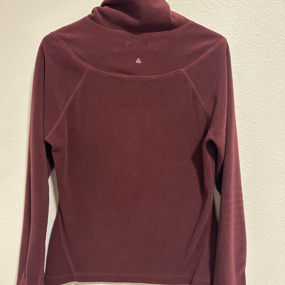 prAna Women's Burgundy Maroon Funnel Cowl Neck Fleece Velvet Lined Pullover - Picture 6 of 7